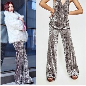 Zara high waisted velvet trousers.